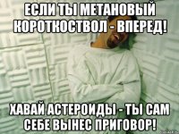 если ты метановый короткоствол - вперед! хавай астероиды - ты сам себе вынес приговор!