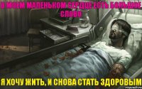 В моем маленьком сердце есть большое слово Я хочу жить, и снова стать здоровым