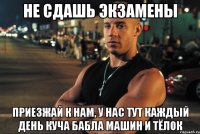не сдашь экзамены приезжай к нам, у нас тут каждый день куча бабла машин и тёлок