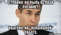 странно, но пыль в глаза пускают, обычно, на "непыльной" работе.
