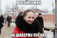 я твой хомяк на шаверму пускал