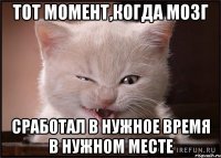 тот момент,когда мозг сработал в нужное время в нужном месте