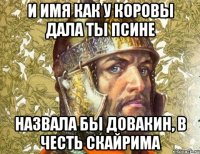 и имя как у коровы дала ты псине назвала бы довакин, в честь скайрима