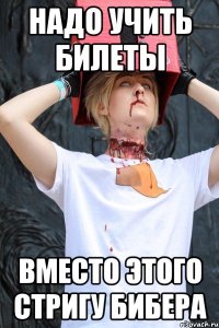 надо учить билеты вместо этого стригу бибера