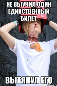 не выучил один единственный билет вытянул его