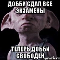 добби сдал все экзамены теперь добби свободен