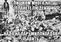 слишком много на планете людей надо на пару миллиардов убавить