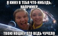 я кину в тебя что-нибудь, например твою кошку, это ведь чучело