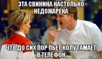 эта свинина настолько недожарена что до сих пор пьет колу гамает в телефон