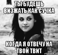 ты будешь визжать как сучка когда я отвечу на твой твит