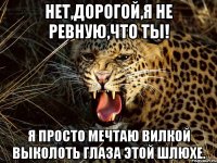 нет,дорогой,я не ревную,что ты! я просто мечтаю вилкой выколоть глаза этой шлюхе.