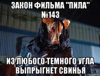 закон фильма "пила" №143 из любого темного угла выпрыгнет свинья