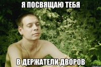я посвящаю тебя в держатели дворов