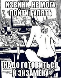 извини, не могу пойти гулять надо готовиться к экзамену