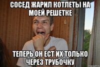 сосед жарил котлеты на моей решетке теперь он ест их только через трубочку