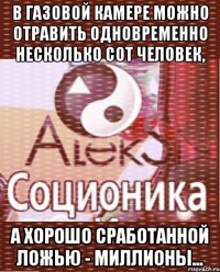 в газовой камере можно отравить одновременно несколько сот человек, а хорошо сработанной ложью - миллионы...