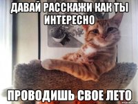 давай расскажи как ты интересно проводишь свое лето