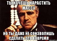 ты хочешь нарастить массу но ты даже не соизволишь сделать это вовремя