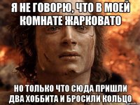 я не говорю, что в моей комнате жарковато но только что сюда пришли два хоббита и бросили кольцо