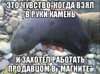 это чувство, когда взял в руки камень и захотел работать продавцом в "магните"