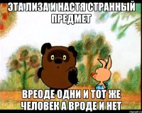 эта лиза и настя странный предмет вреоде одни и тот же человек а вроде и нет