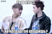 ты в курсе, на кого батон крошишь?