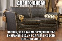 дорого диван извини, что я так мало уделяю тебе внимания, ведь из-за лета я совсем перестал спать