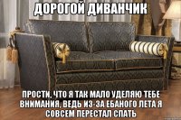 дорогой диванчик прости, что я так мало уделяю тебе внимания, ведь из-за ебаного лета я совсем перестал спать