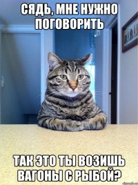 сядь, мне нужно поговорить так это ты возишь вагоны с рыбой?