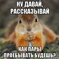 ну давай, рассказывай как пары проёбывать будешь?