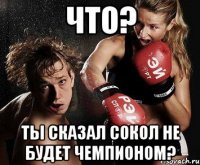 что? ты сказал сокол не будет чемпионом?