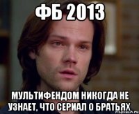 фб 2013 мультифендом никогда не узнает, что сериал о братьях