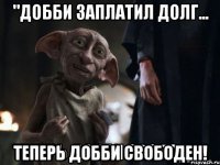 "добби заплатил долг... теперь добби свободен!