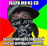 убери мя из сп ты ебучий хвостожопый кусок шурмы!!!
