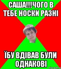 cаша!!!чого в тебе носки разнi їбу вдiвав були однаковi