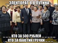 ... электорат в.в.путина ... ... ... ... кто за 500 рублей ... ... ... ... ... ... кто за пакетик гречки ... ... ...