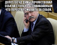 депут госуд думы почувствовал себя на столько без наказанным что перестал смывать за собой. 