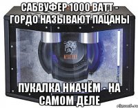 сабвуфер 1000 ватт - гордо называют пацаны пукалка ниачём - на самом деле