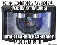 сабвуфер 1000 ватт гордо называют пацаны шлак ебаный называют басс маньяки