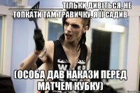 ____________тільки дивіться, не топкати там травичку, я її садив (особа дав накази перед матчем кубку)