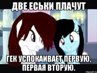две еськи плачут гек успокаивает первую, первая вторую.