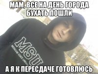мам, все на день города бухать пошли а я к пересдаче готовлюсь