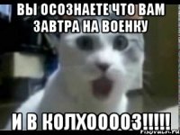 вы осознаете что вам завтра на военку и в колхооооз!!!