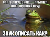 опять лягушонок......... прыгнул в классический пруд . звук описать как?