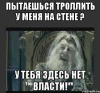пытаешься троллить у меня на стене ? у тебя здесь нет власти!