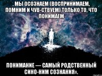 . мы осознаем (воспринимаем, помним и чув­ствуем) только то, что понимаем понимание — самый родственный сино­ним сознания».