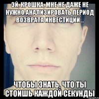 эй, крошка, мне не даже не нужно анализировать период возврата инвестиций... чтобы знать, что ты стоишь каждой секунды