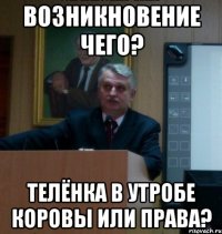возникновение чего? телёнка в утробе коровы или права?