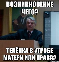 возникновение чего? телёнка в утробе матери или права?
