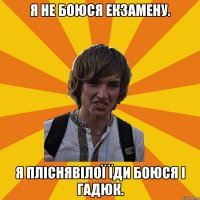 я не боюся екзамену. я пліснявілої їди боюся і гадюк.